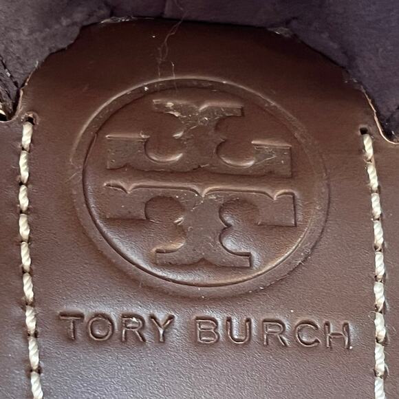 Tory Burch Women's Size 7 Gold/Brown Mignon Rings Snakeskin Print Leather Sandal - Picture 2 of 10